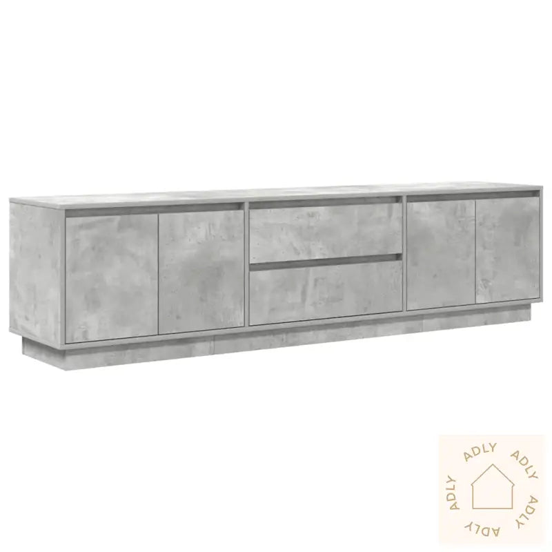 Tv-Benk Med Led-Lys Betonggrå 193,5X41X50 Cm