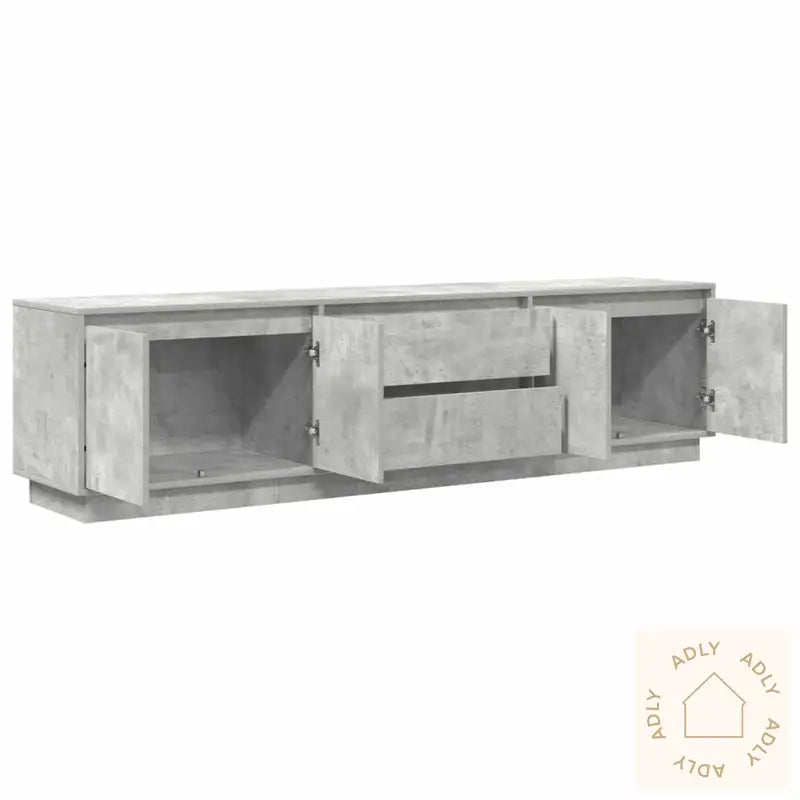 Tv-Benk Med Led-Lys Betonggrå 193,5X41X50 Cm