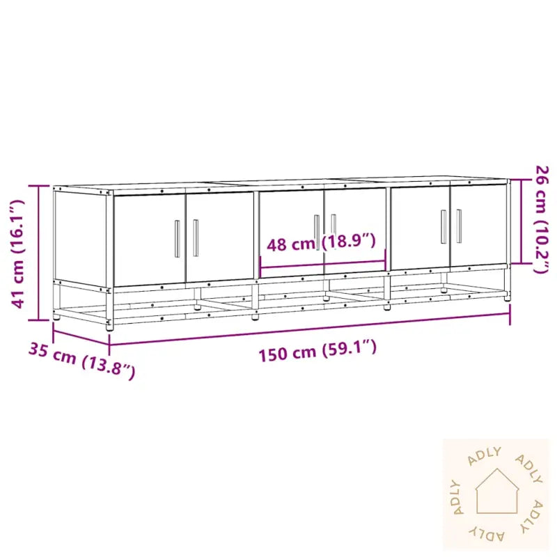 Tv-Benk Røkt Eik 150X35X41 Cm Konstruert Tre Og Metall