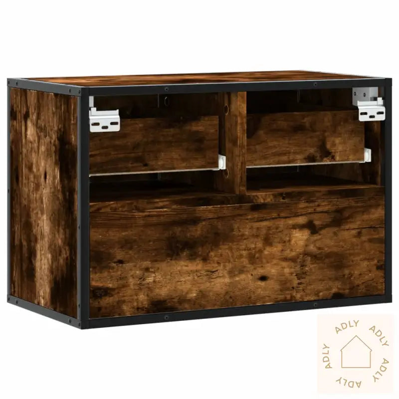 Tv-Benk Røkt Eik 60X31X39,5 Cm Konstruert Tre Og Metall