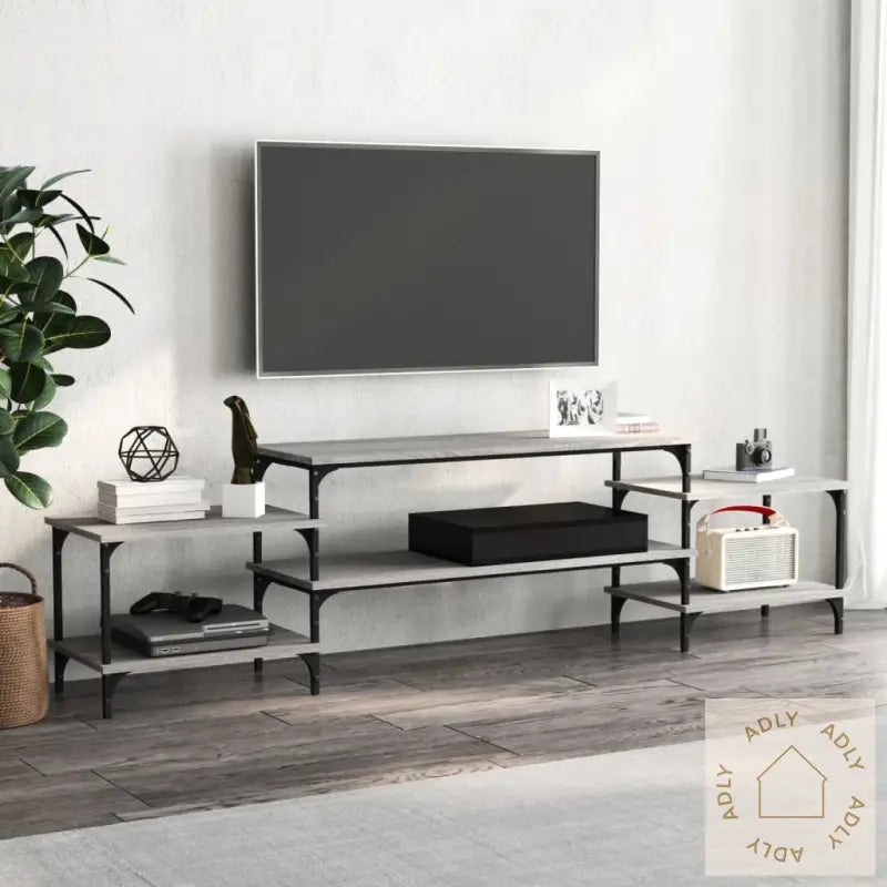 Tv-Benk Grå Sonoma 197X35X52 Cm Konstruert Tre