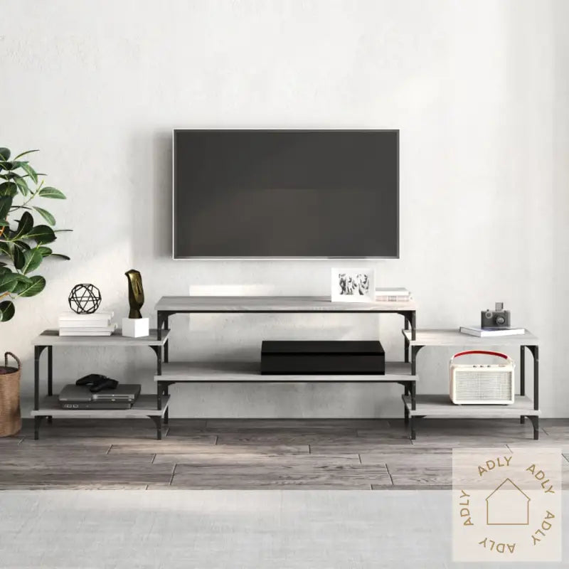 Tv-Benk Grå Sonoma 197X35X52 Cm Konstruert Tre
