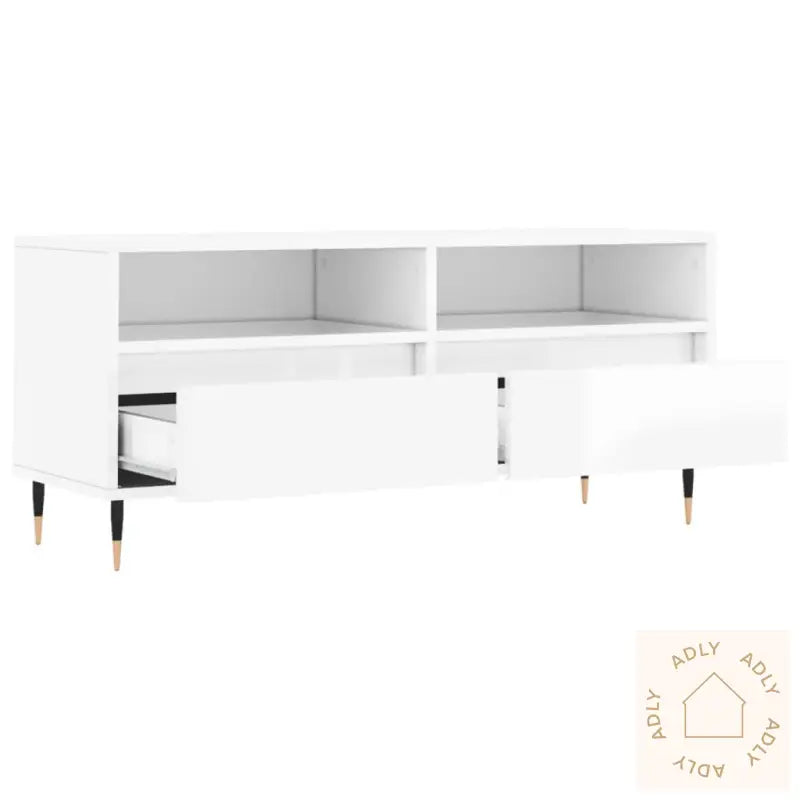 Tv-Benk Høyglans Hvit 100X34,5X44,5 Cm Konstruert Tre