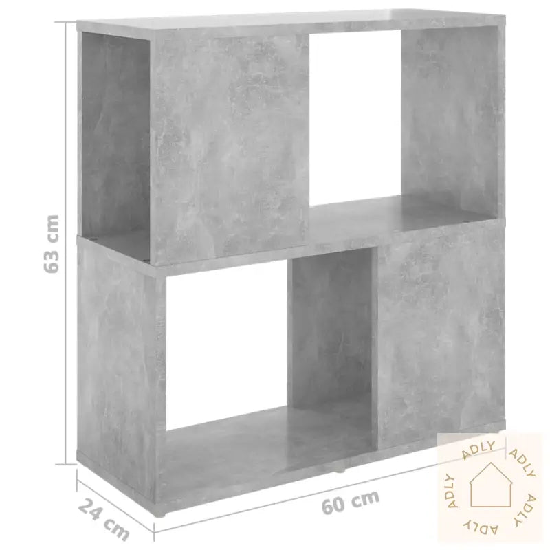 Bokhylle Betonggrå 60X24X63 Cm Konstruert Tre