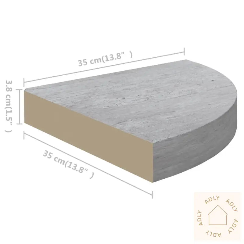 Hjørnehyller Vegghengt 4 Stk Betonggrå 35X35X3,8 Cm Mdf