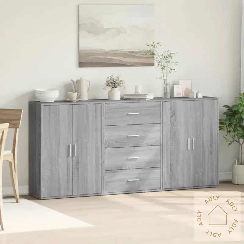 Skjenker 3 Stk Grå Sonoma 60X31X84 Cm Konstruert Tre
