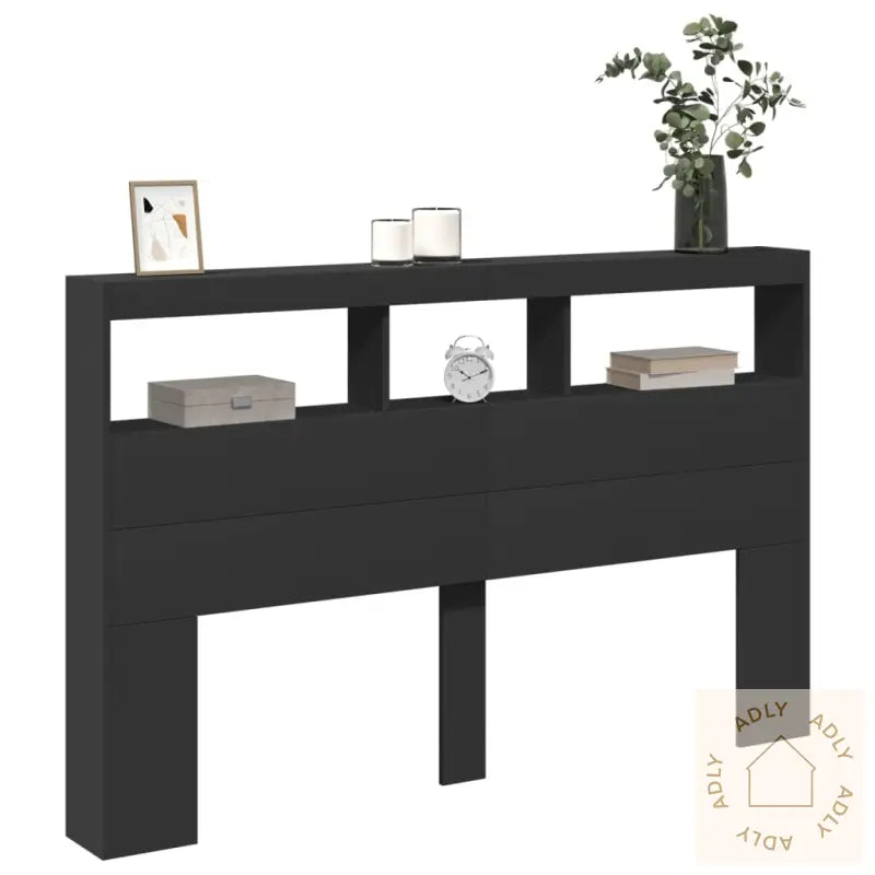 Hodegavl Skap Med Led Svart 160X17X102 Cm