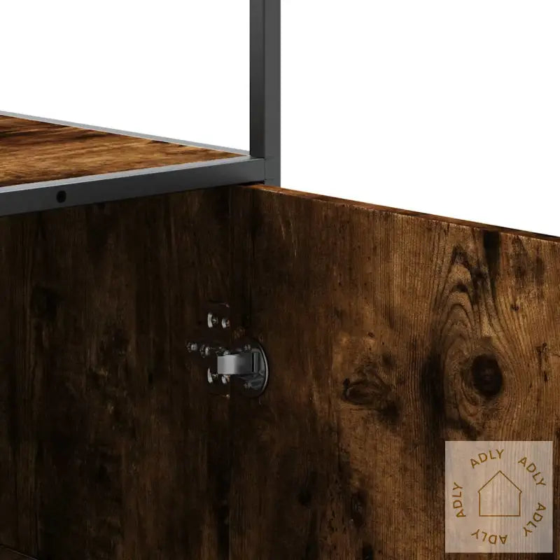 Highboard Røkt Eik 35,5X35X139 Cm Konstruert Tre Og Metall