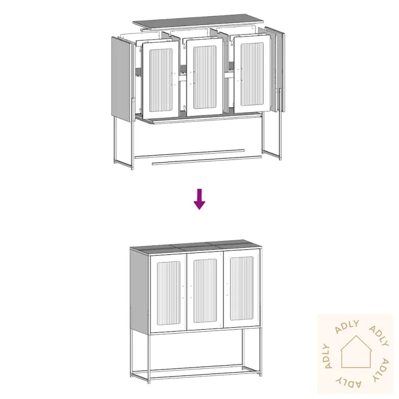 Skjenk Antrasitt 100,5X39X107 Cm Kaldvalset Stål