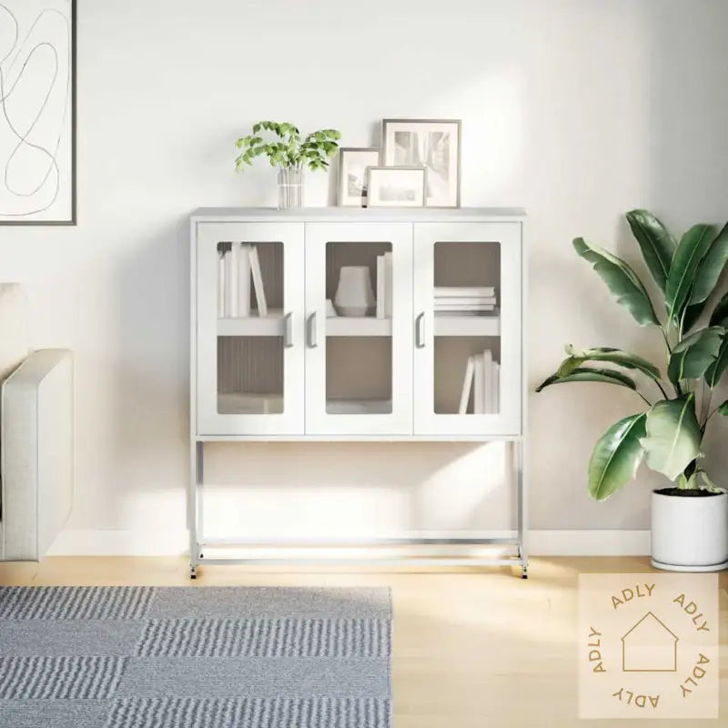 Skjenk Hvit 100,5X39X107 Cm Kaldvalset Stål