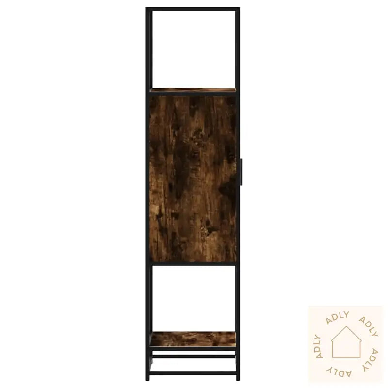 Highboard Røkt Eik 35,5X35X139 Cm Konstruert Tre Og Metall