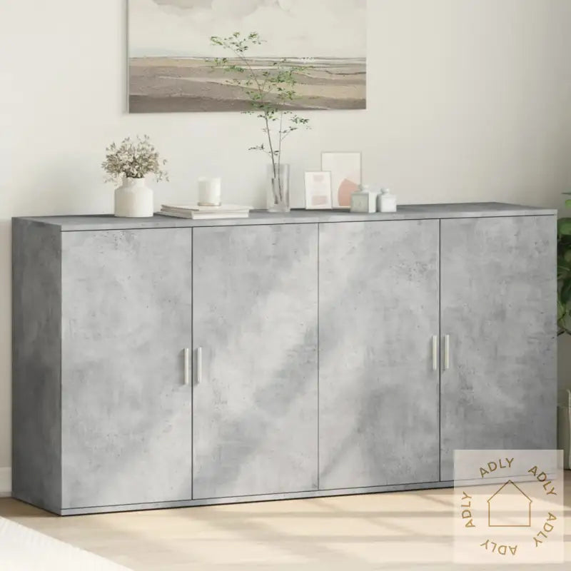 Skjenker 2 Stk Betonggrå 79X38X80 Cm Konstruert Tre