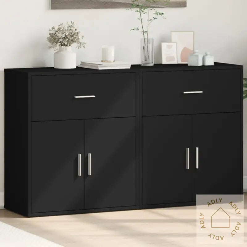 Skjenker 2 Svart 60X31X70 Cm Konstruert Tre