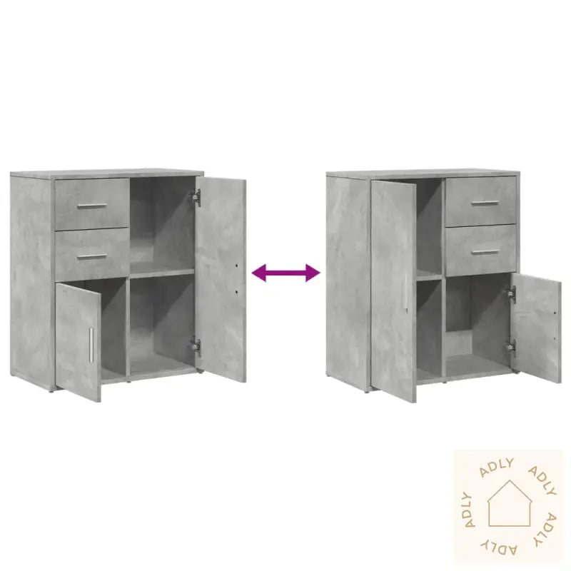 Skjenker 2 Betonggrå 60X31X70 Cm Konstruert Tre