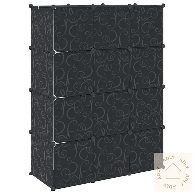 Modulskap Med 9 Rom 109X36,5X143 Cm Svart Og Hvit