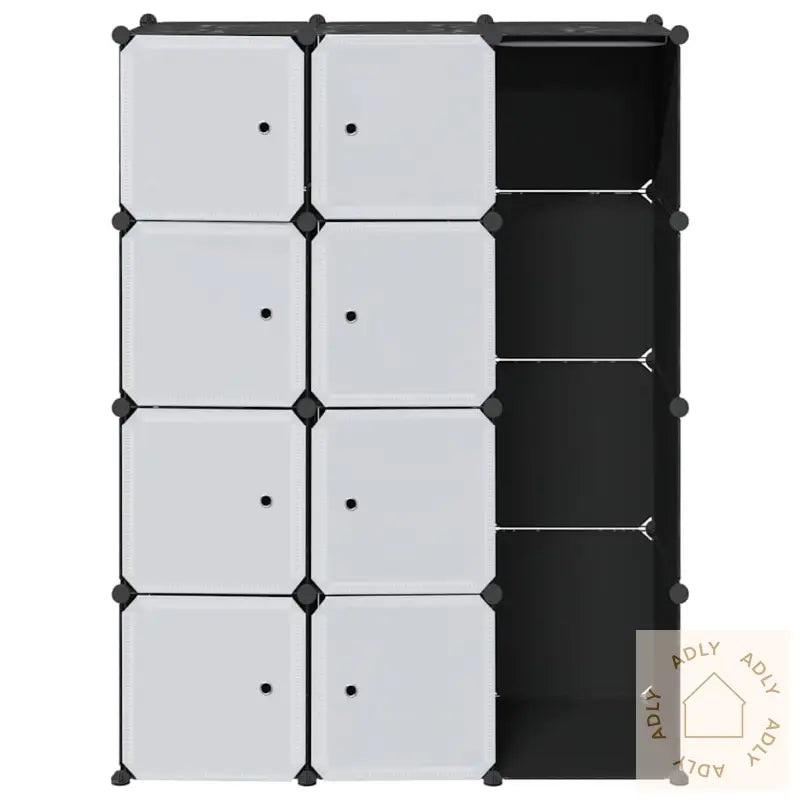 Modulskap Med 9 Rom 109X36,5X143 Cm Svart Og Hvit