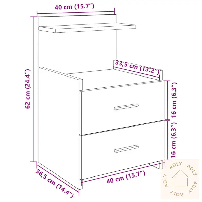 Nattbord 2 Stk Med 2 Skuffer Hvit 40X36,5X62 Cm