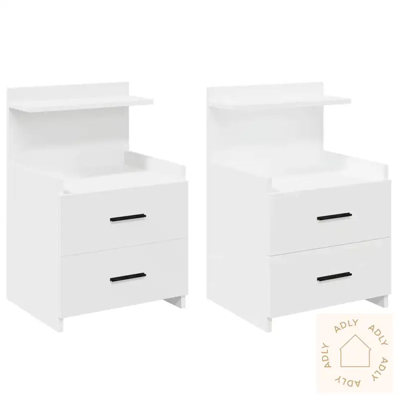 Nattbord 2 Stk Med 2 Skuffer Hvit 40X36,5X62 Cm