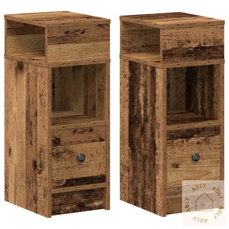 Nattbord 2 Stk Med Skuff Gammelt Tre 25X31X66 Cm