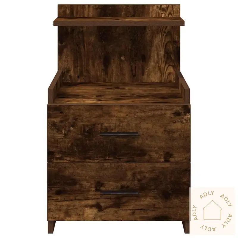 Nattbord 2 Stk Med 2 Skuffer Røkt Eik 40X36,5X62 Cm
