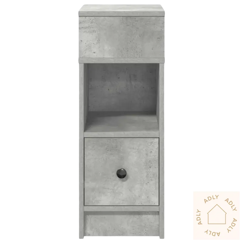 Gray konkret-utseende nattbord fra Stilfulle Nattbord med praktisk oppbevaring til soverommet
