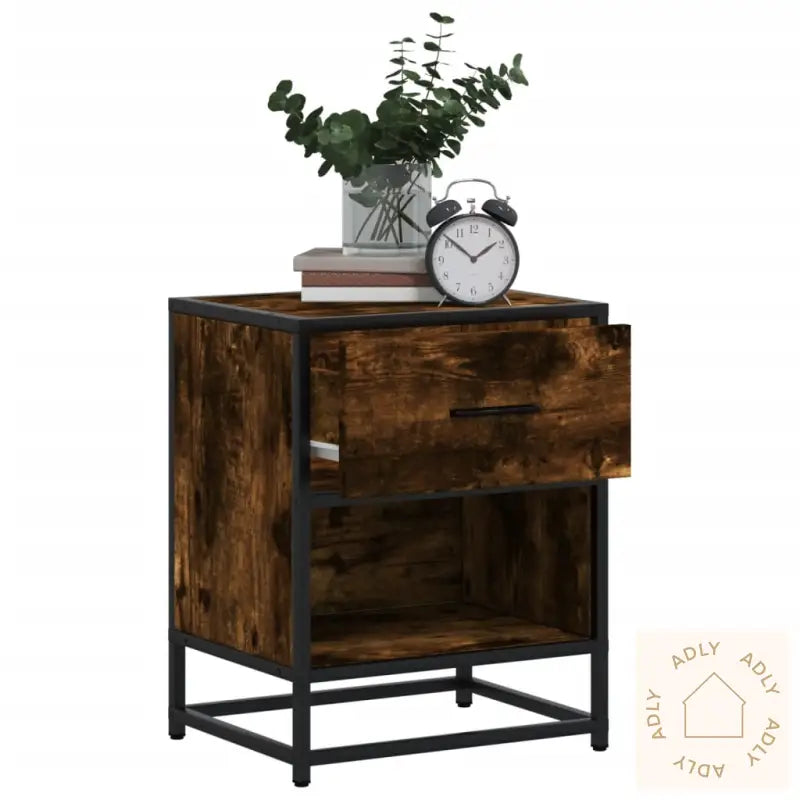 Nattbord 2 Stk Røkt Eik 40X31X50 Cm Konstruert Tre