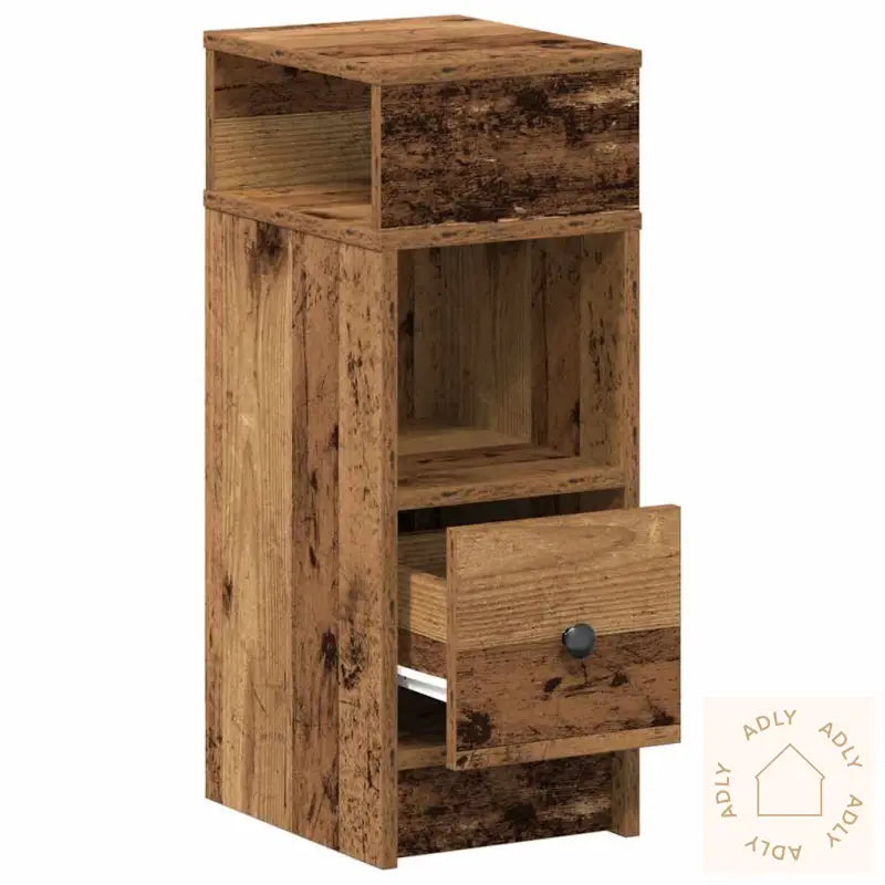 Nattbord 2 Stk Med Skuff Gammelt Tre 25X31X66 Cm