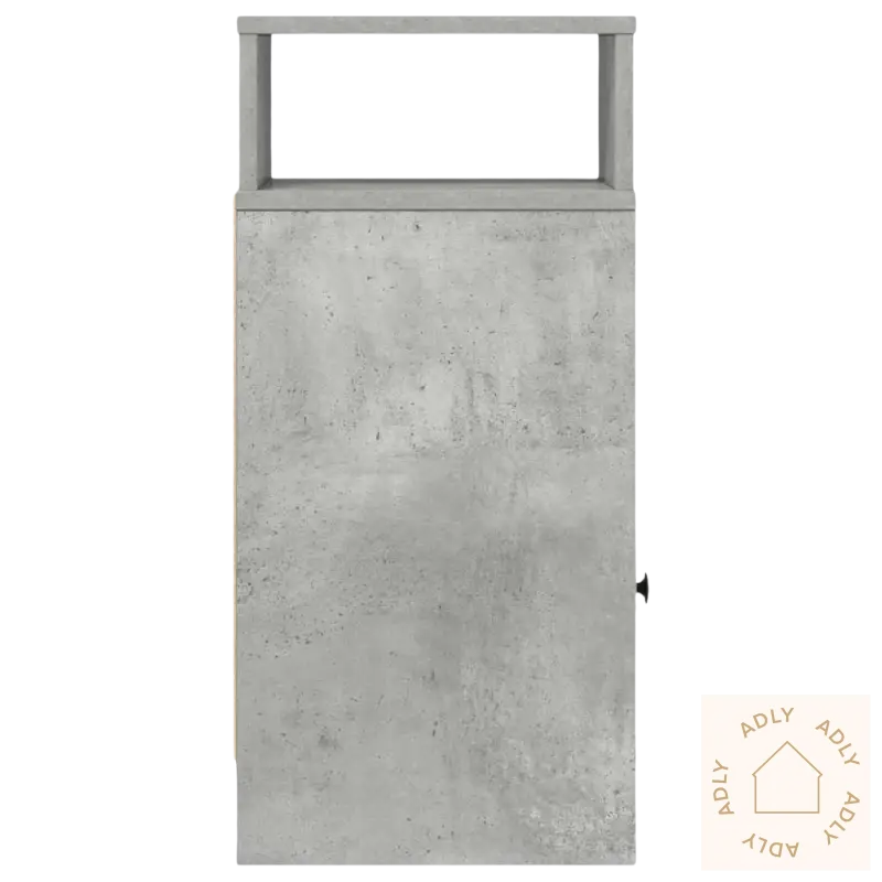 Stilfullt nattbord med grå betonglook og åpen hylde, perfekt som møbler til hjemmet
