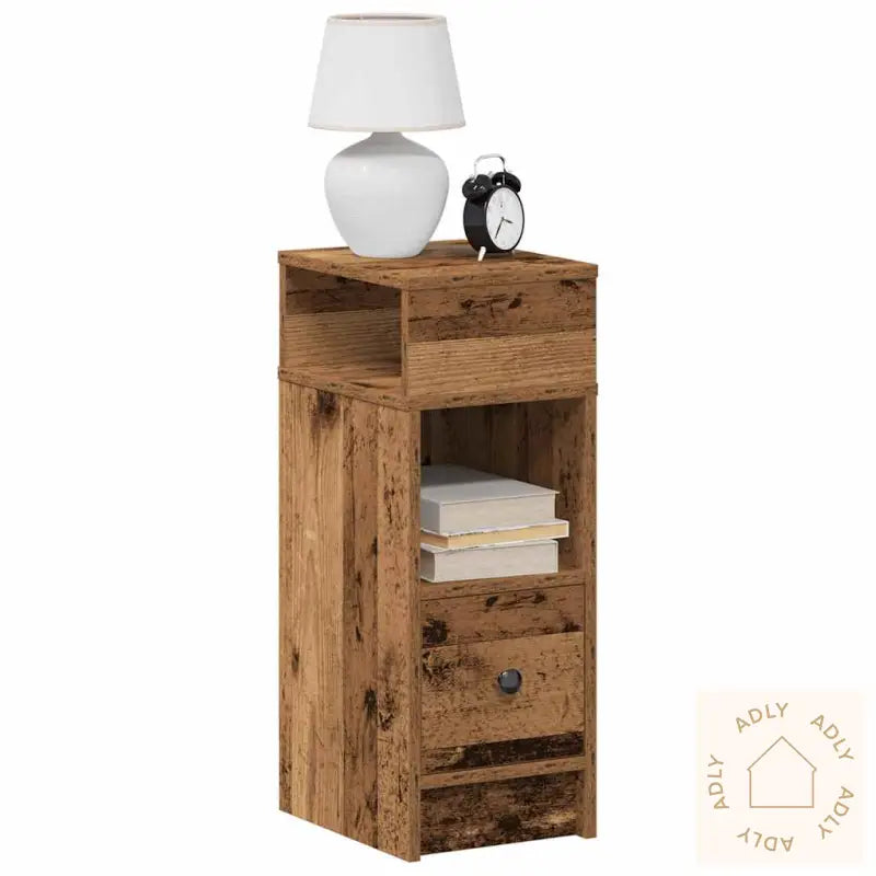 Nattbord 2 Stk Med Skuff Gammelt Tre 25X31X66 Cm
