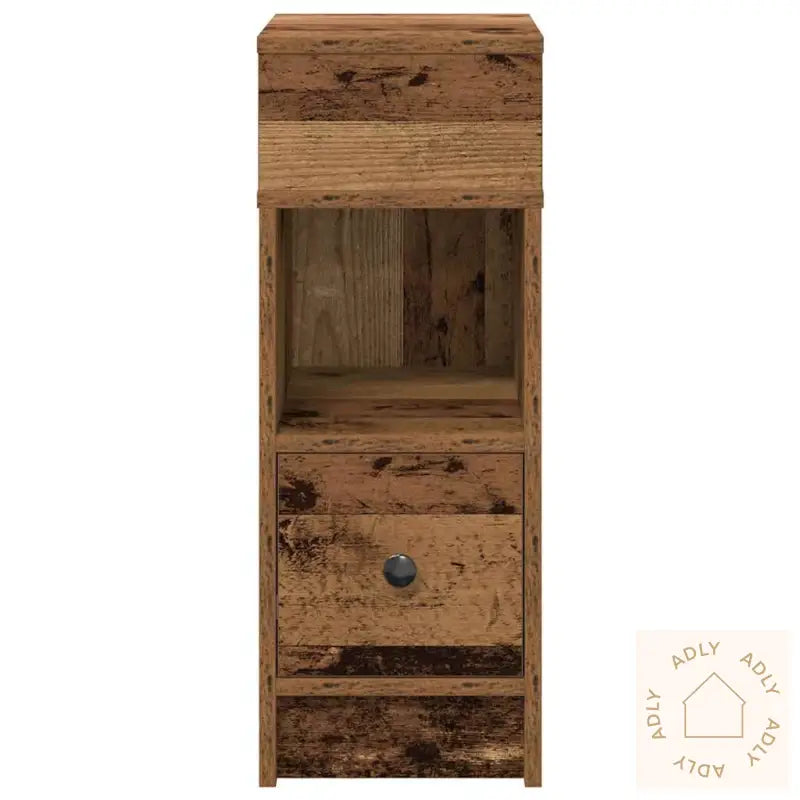 Nattbord 2 Stk Med Skuff Gammelt Tre 25X31X66 Cm