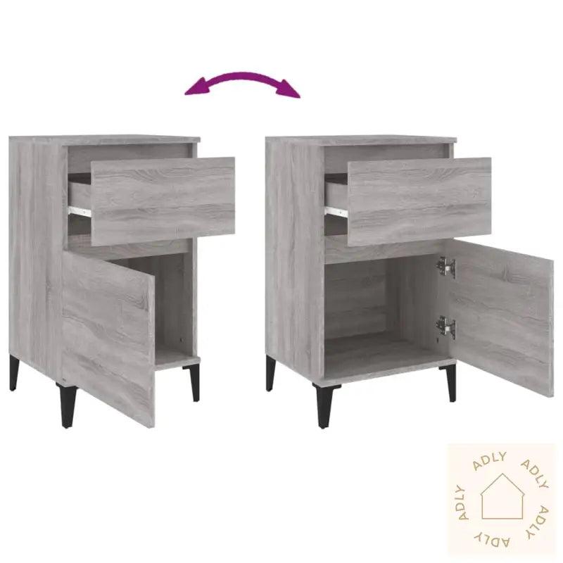 Nattbord 2 Stk Grå Sonoma 40X35X70 Cm