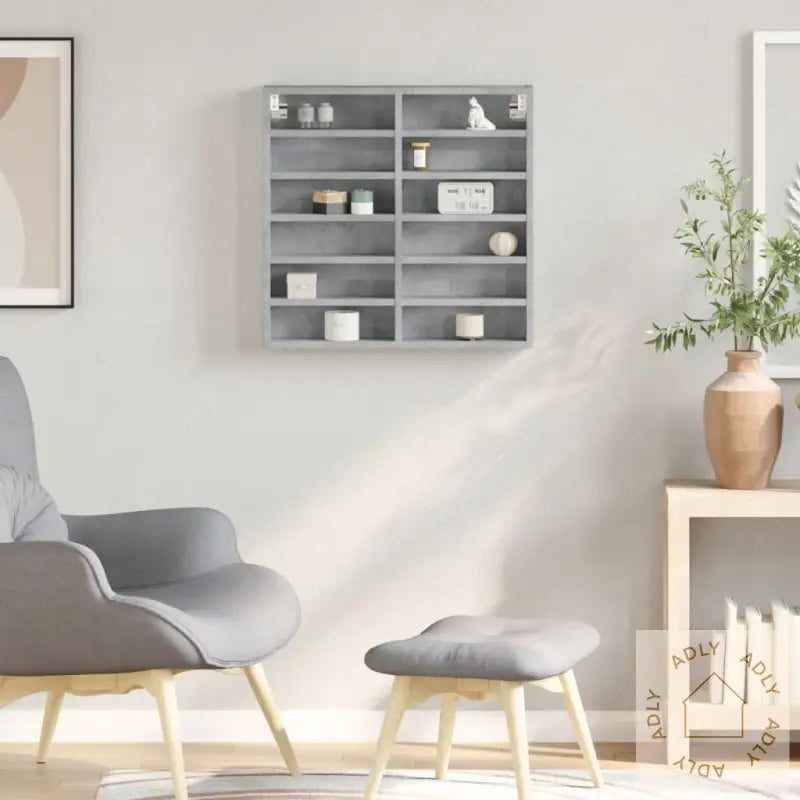 Hylle Betonggrå 60X8,5X58 Cm Konstruert Tre