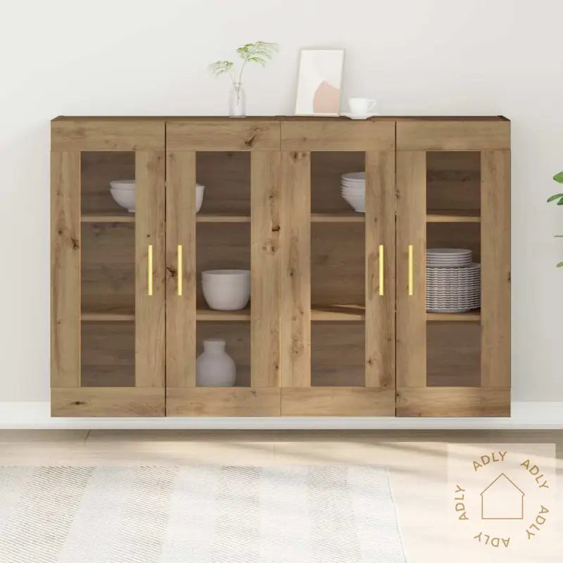 Vegghengte Skap - 2 Stk I Artisan Eik, 69,5 X 34 X 90 Cm. Laget Av Konstruert Tre.