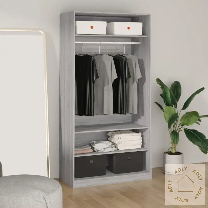 Garderobe Grå Sonoma 100X50X200 Cm Konstruert Tre
