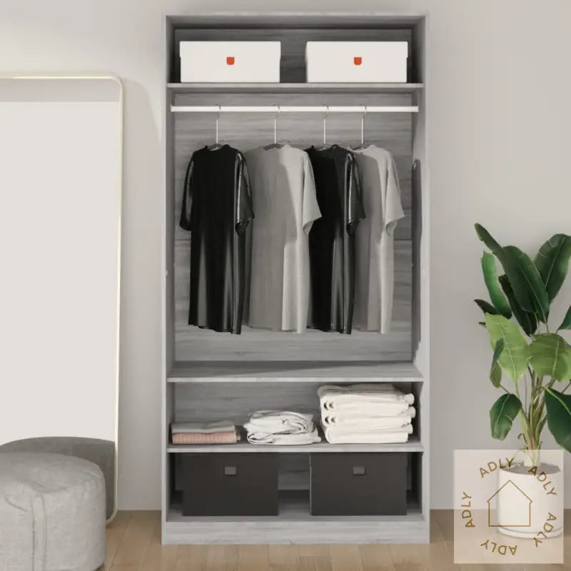 Garderobe Grå Sonoma 100X50X200 Cm Konstruert Tre
