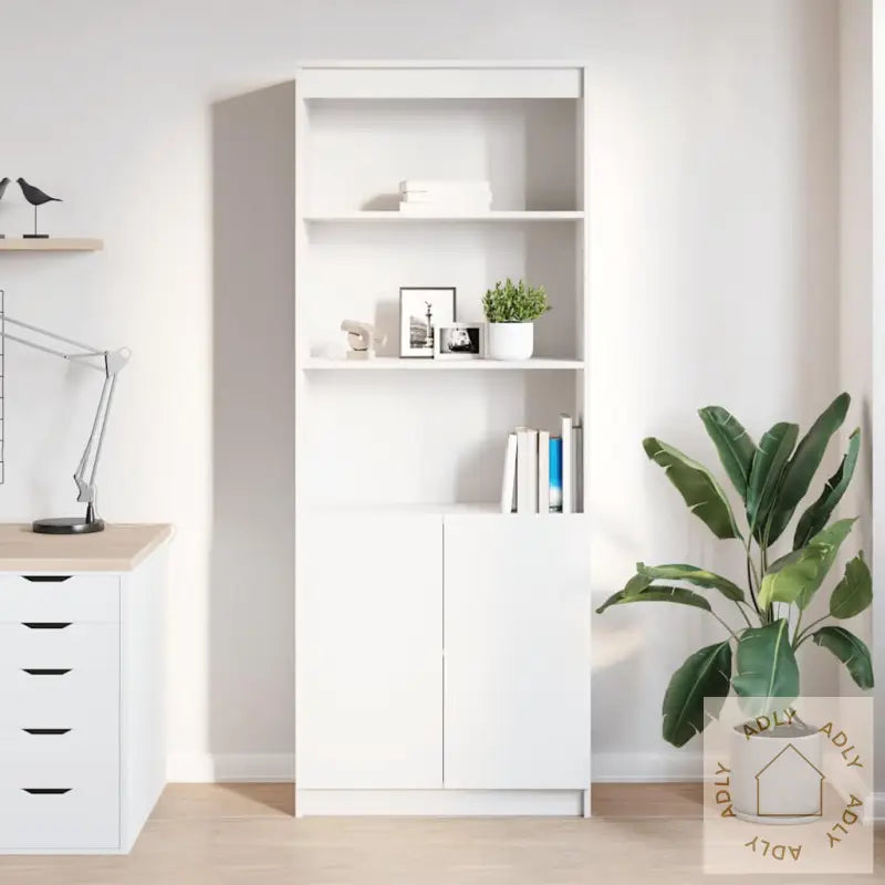 Highboard Hvit 70X35X180 Cm Konstruert Tre