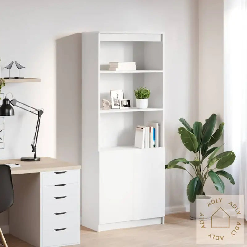 Highboard Hvit 70X35X180 Cm Konstruert Tre