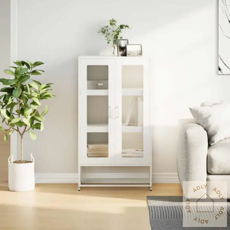 Highboard Hvit 68X39X123 Cm Stål