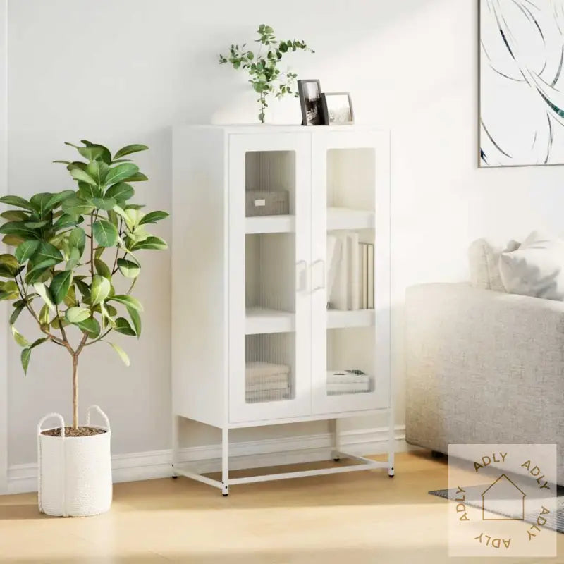 Highboard Hvit 68X39X123 Cm Stål