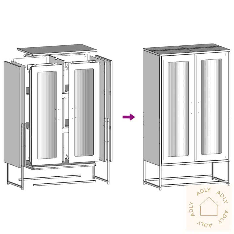 Highboard Hvit 68X39X123 Cm Stål