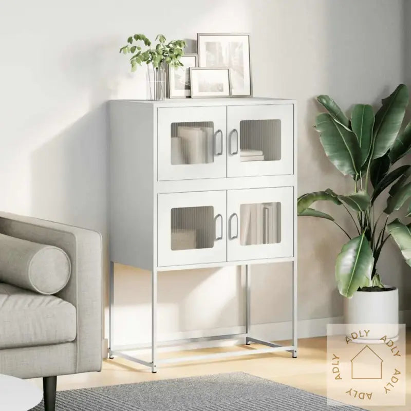 Highboard Hvit 68X39X107 Cm Stål