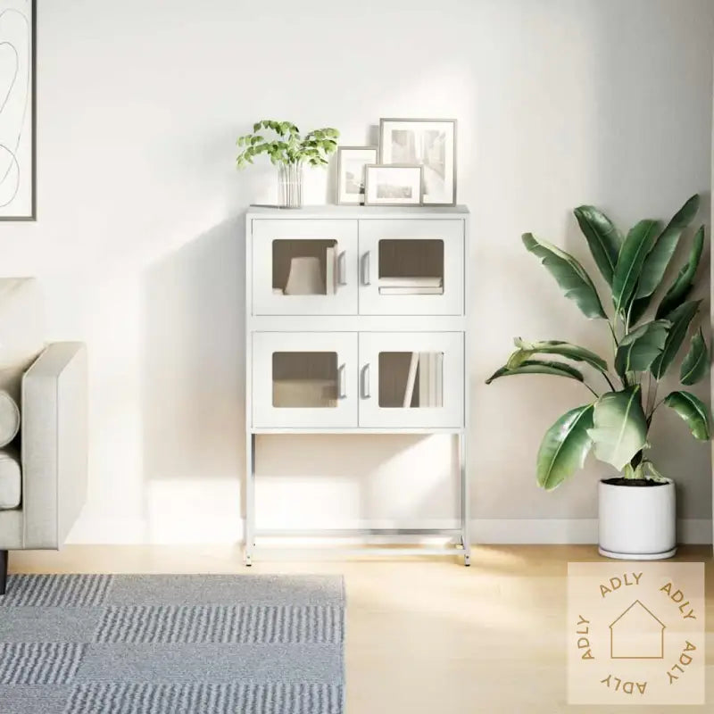 Highboard Hvit 68X39X107 Cm Stål