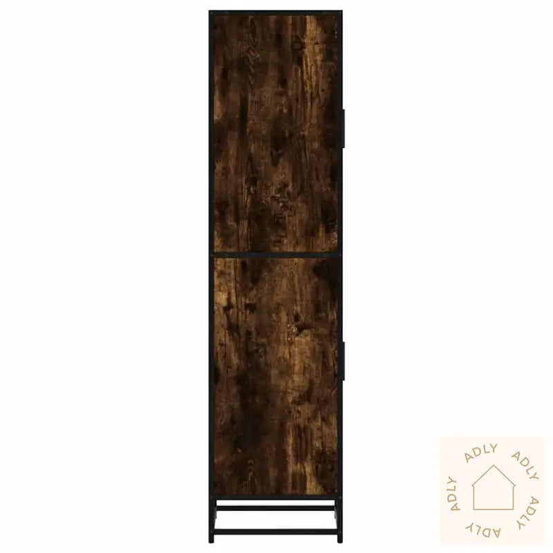 Highboard Røkt Eik 35,5X35X139 Cm Konstruert Tre Og Metall