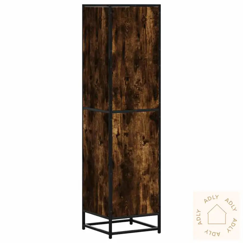 Highboard Røkt Eik 35,5X35X139 Cm Konstruert Tre Og Metall