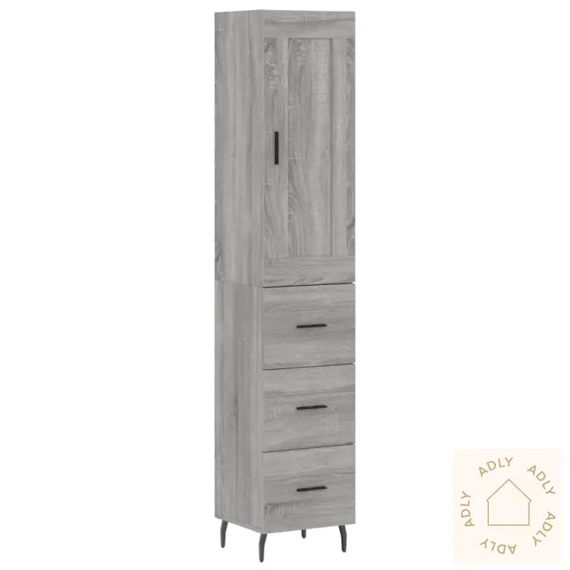 Highboard Grå Sonoma 34,5X34X180 Cm Konstruert Tre