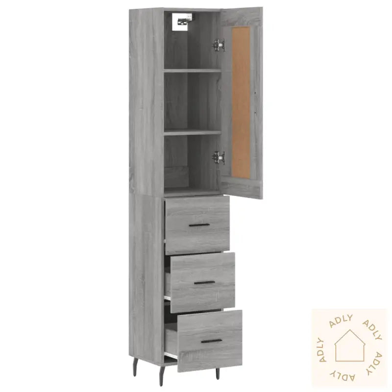 Highboard Grå Sonoma 34,5X34X180 Cm Konstruert Tre