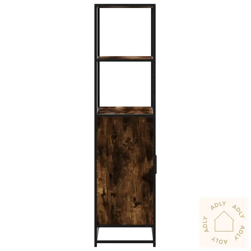 Highboard Røkt Eik 68X35X139 Cm Konstruert Tre Og Metall