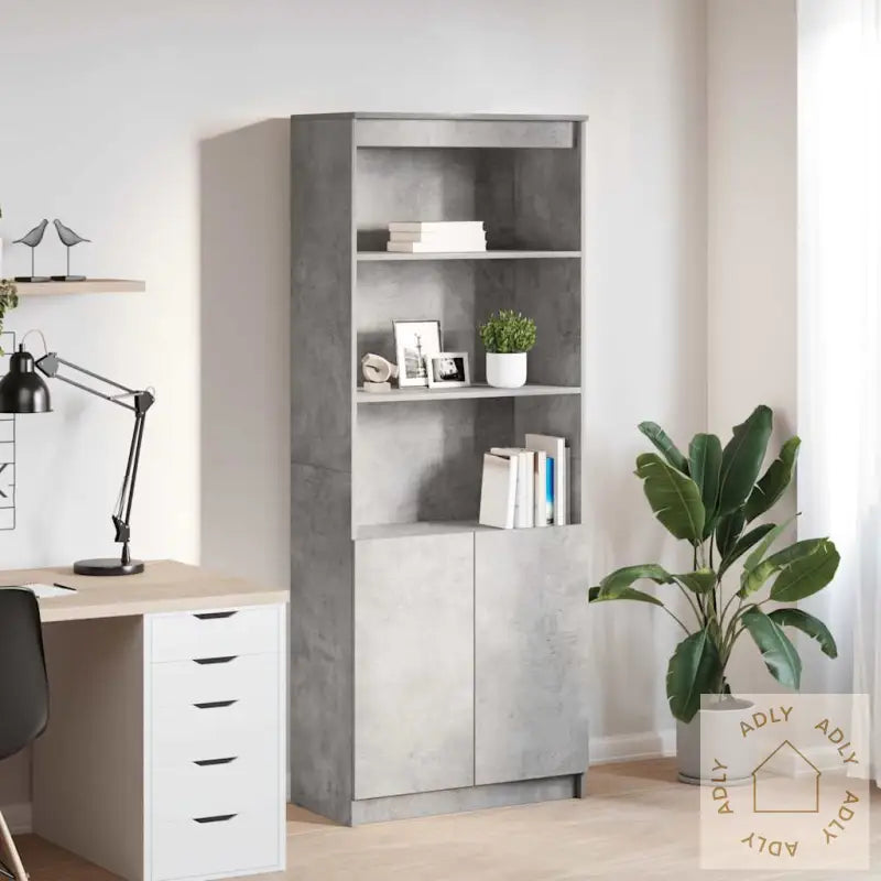 Highboard Betonggrå 70X35X180 Cm Konstruert Tre
