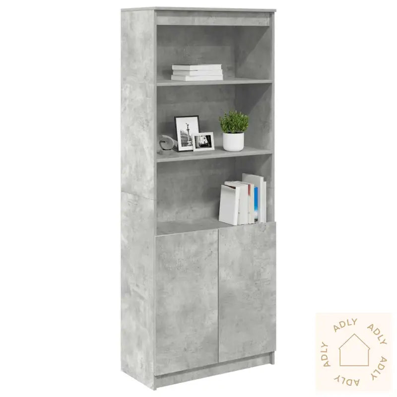 Highboard Betonggrå 70X35X180 Cm Konstruert Tre