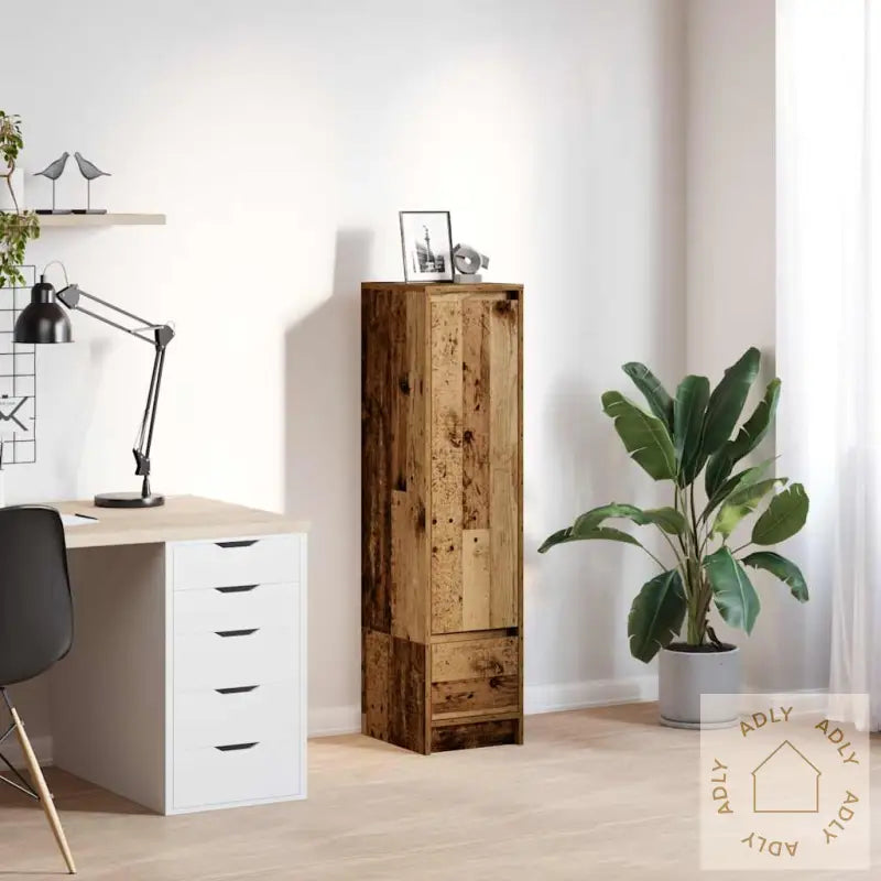 Highboard Gammelt Tre 29,5X34X119,5 Cm Konstruert Tre